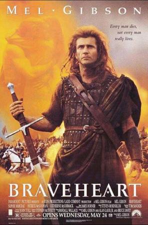 "Braveheart". Volvemos a traer a Mel Gibson, esta vez con una historia bélica pero llena de valores como el amor y la lealtad.