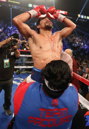 "No quería descuidarme", declaró el filipino. "Intensifique mi accionar en la segunda mitad con ajustes que (el entrenador) Freddie (Roach) me permitió en la esquina", expresó el campeón.