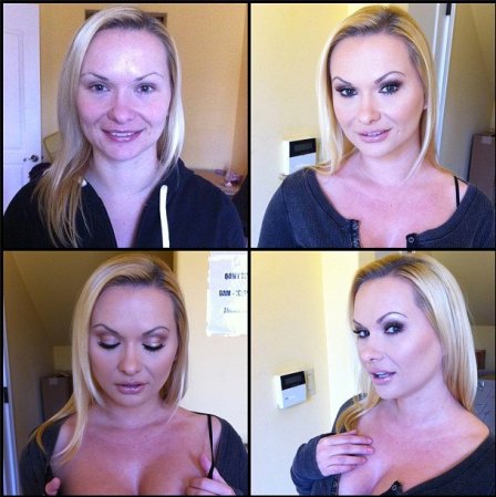 Katja Kassin antes y después del maquillaje.