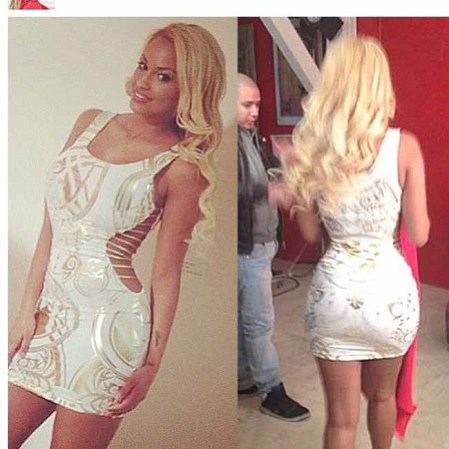 Fanny Neguesha novia de Balotelli se ve espectacular de rubia y la ropa entallada resalta su figura de barbie.