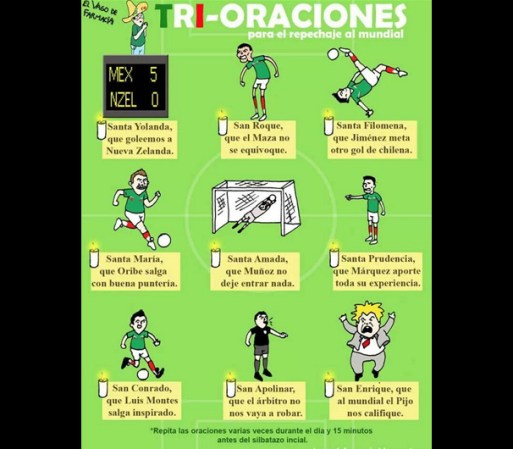 Los aficionados no perdonan al “Tri” por su mala actuación, pero habrá uno que otro que sí estará rezando algo como esto…