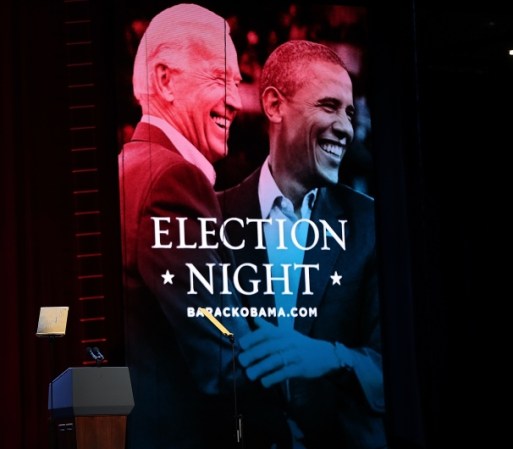 Así luce el escenario donde se presentaran Obama y Ryan.