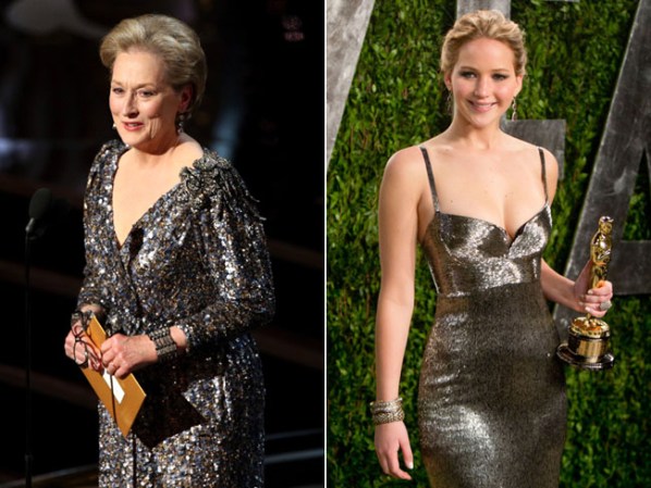 Meryl Streep y Jennifer Lawrence. No es tan difícil pensar que Lawrence pueda alcanzar el éxito de la luminaria, si se piensa que a sus 23 años ya tiene un Oscar –Silver Linings Playbook- y una nominación –Winter´s Bones-.