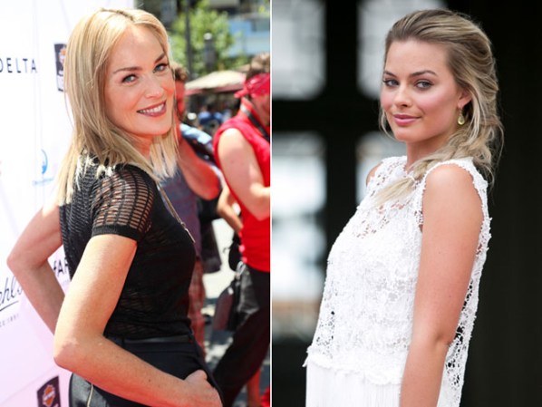 Sharon Stone y Margot Robbie; dos bellezas, cada una en su tiempo.