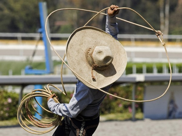 La charrería consiste principalmente en dominar el ganado o lazarlo.