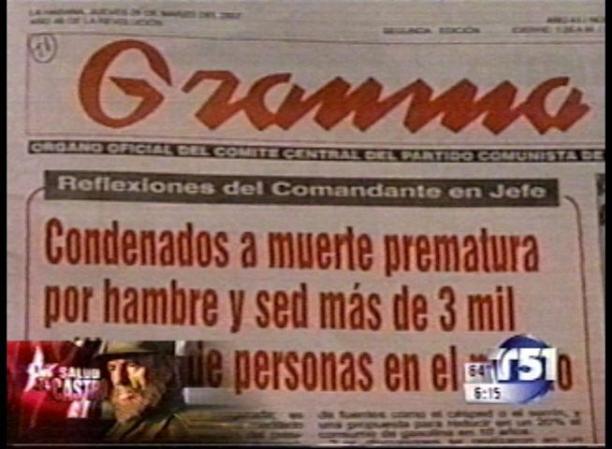 Por estas fechas el mandatario cubano comienza a publicar editoriales en el diario oficial "Granma". arremetiendo contra Estados Unidos.