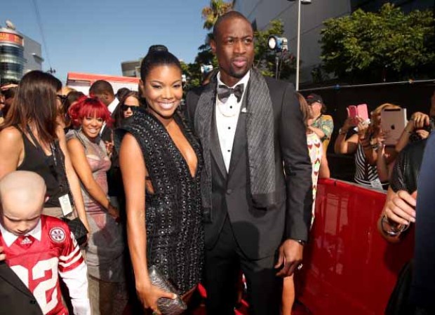 Dwyane Wade y Gabrielle Union en premios ESPY en julio 2013.