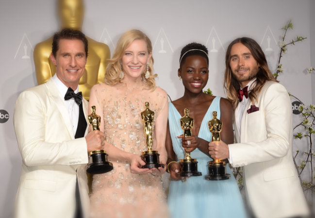 Junto con otros ganadores del Oscar 2014: Matthew McConaughey, Cate Blanchett y Jared Leto.
