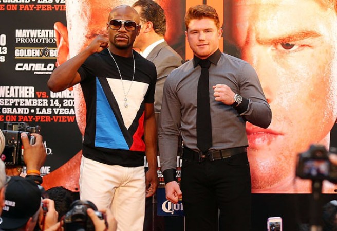 Los campeones del boxeo Floyd Mayweather Jr. y Saúl "Canelo" Álvarez se ven cara a cara en Nueva York, tras anunciar su pelea oficialmente. El combate será el próximo 14 de septiembre en el MGM Grand de Las Vegas.
