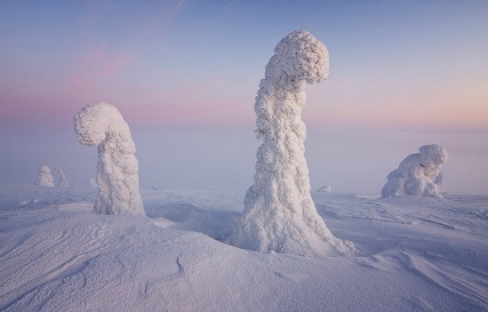 Centinelas del Ártico, Laponia, Finlandia.- Estos árboles gigantes que se congelan durante el invierno, cuando las temperaturas oscilan entre los -40 y -15 grados centígrados, fueron captados por la lente del italiano Niccolò Bonfadini. En 2012, la NASA reconoció el trabajo fotográfico que permitió conocer esta maravilla natural.