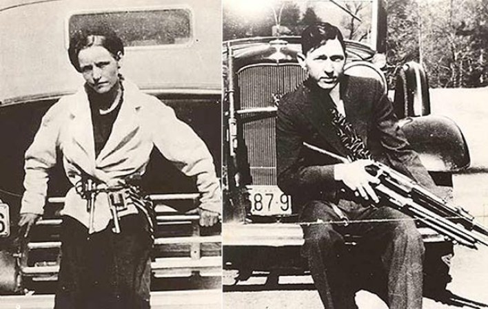 Bonnie Elizabeth Parker y Clyde Chestnut Barrow atracaron bancos mientras huían de la justicia en la década de 1930 hasta que eventualmente murieron acribillados por policías el 23 de mayo de 1934.