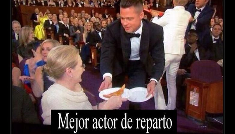 Por su labor repartiendo pizzas, a Brad Pitt lo nombraron en las redes sociales como mejor actor de reparto.