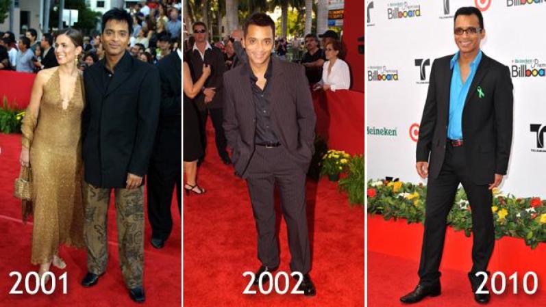 Jon Secada<br /><br />De chico bohemio en 2001 hasta un look preppy y arreglado en 2010, podemos ver una clara evolución en tres de las alfombras rojas de los Premios Billboard.