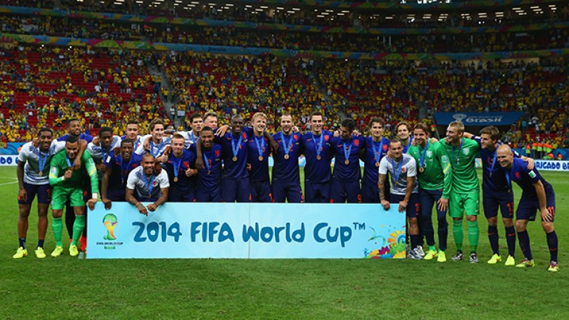 La selección de Holanda con sus medallas de tercer lugar.
