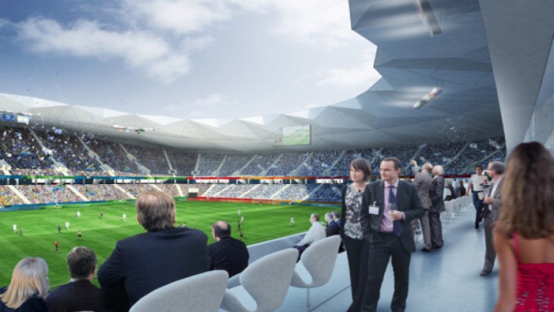 Así sería el interior del estadio en Volgogrado, una ciudad a las orillas del río Volga.