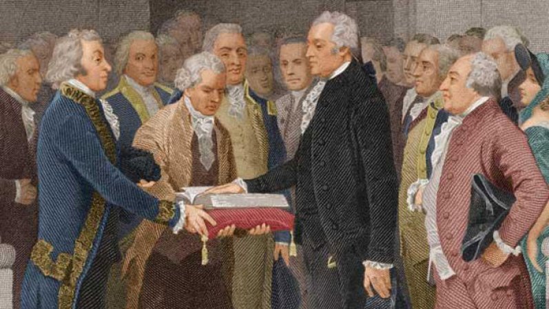 Inauguración del presidente George Washington el 30 de abril de 1789.