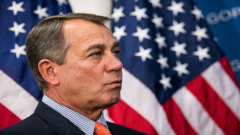 WASHINGTON, DC - JULY 9: Speaker of the House John Boehner (R-OH) looks on during a press conference, on Capitol Hill, July 9, 2013 in Washington, DC. Boehner and the Republican leadership discussed the immigration bill and the Obama administration's decision to delay a portion of the Affordable Care Act, which will extend the deadline for employer mandated health care to 2015. (Photo by Drew Angerer/Getty Images)
