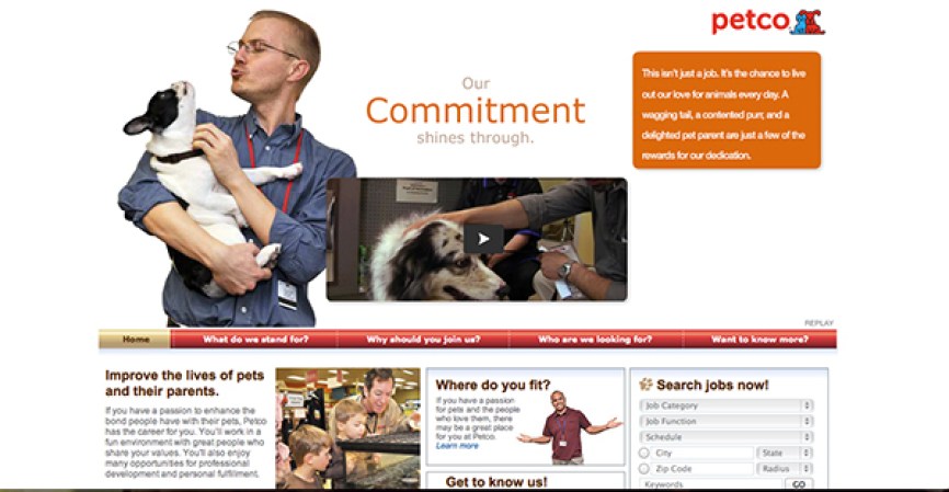 Petco<br /><br />Industria: Venta, Tiendas de Animales<br /><br />Puestos de trabajo: Entrenadores de Perros, Estilistas de Perros<br /><br />Las plazas son para: California, Nueva York, Florida