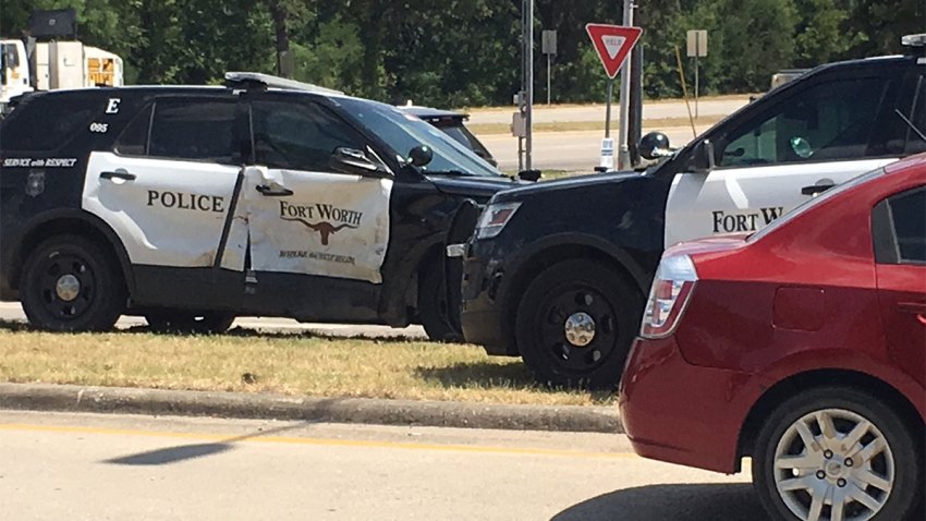 Fort worth police car t-boned crash