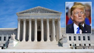 Combinación de fotografías del edificio de la Corte Suprema de Estados Unidos y del presidente Donald Trump.