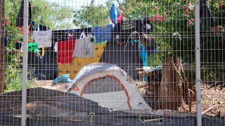 Campamento de migrantes en Matamoros