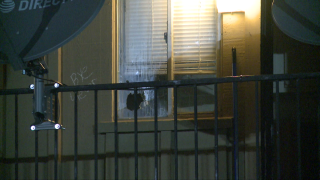 A gunman fired through the window of a Dallas apartment Thursday night, striking a woman inside, police say.
