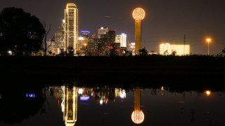 dallas skyline in gold