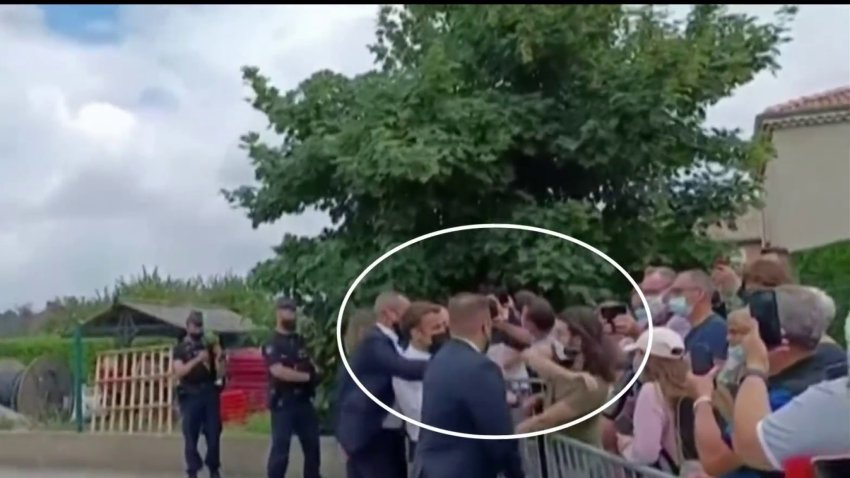 Dan bofetada al presidente de Francia cuando se acercó a saludar