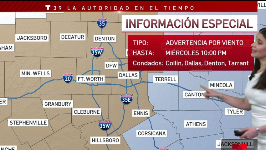 Advertencia por viento para todo el Metroplex