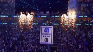 The Mavericks honored Dirk Nowitzki Wednesday night, retiring his number 41.