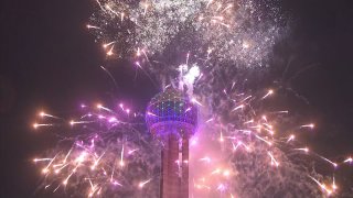 A dazzling fireworks show rang in 2022 at Reunion Tower in Dallas.