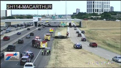 Incendio de vehículo causa cierre de carretera SH-114 en Irving