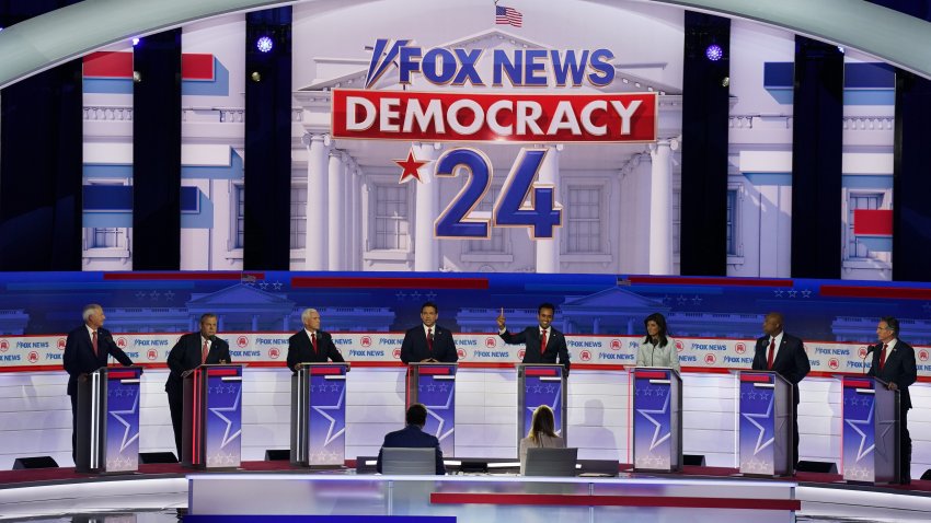 GOP candidates on stage .