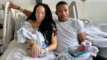 Jose Ervin Jr., Scierra Blair and their newborn fraternal twins, Jose Ervin III and A-ria.