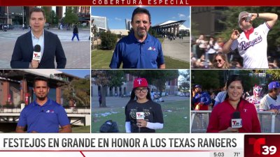 Euforia en la celebración de los Texas Rangers