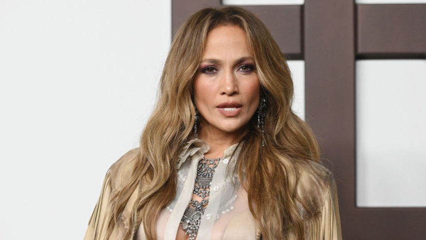 Jennifer Lopez at the Ralph Lauren Spring 2024 Ready To Wear Fashion Show at the Brooklyn Navy Yard on September 8, 2023 in Brooklyn, New York. (Photo by Gilbert Flores/WWD via Getty Images)