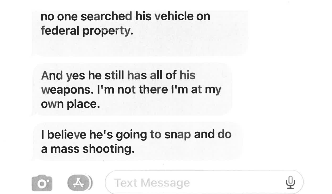 Texts sent in reference to the man who would later kill 18 people in two mass shootings in Lewiston, Maine. The texts, released by the Sagadahoc County Sheriff's Office, were sent in September.