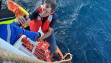 The crew of the Carnival Jubilee rescued two men found in a kayak off the coast of Isla Mujeres, Monday, Jan. 29, 2024.