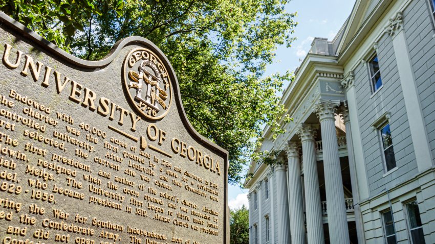 Athens, Georgia, University of Georgia school campus, North Campus Quad, historic marker. (Photo by: Jeffrey Greenberg/Universal Images Group via Getty Images)