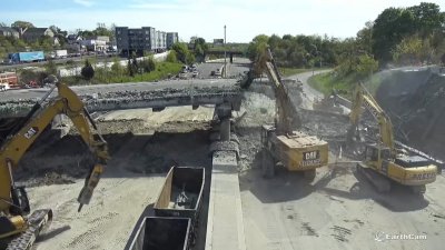 Video muestra la demolición del puente I-95 en Norwalk