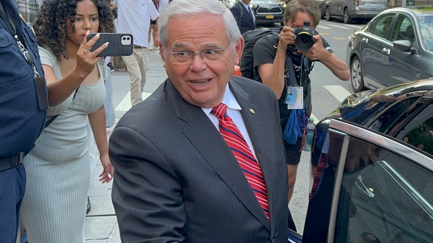 U.S. Sen. Bob Menendez, D-N.J., leaves federal court following the day’s proceedings in his bribery trial, Thursday, July 11, 2024, in New York.