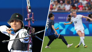 La arquera mexicana Alejandra Valencia y la Selección femenina de EEUU en su actuación este sábado 3 de agosto en París 2024.