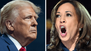 El expresidente Donald Trump y la vicepresidenta, Kamala Harris, en fotos de archivo.