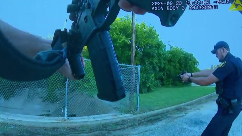 Fort Worth police officers respond to a call about a suicidal man on Monday, Sept. 23, 2024.