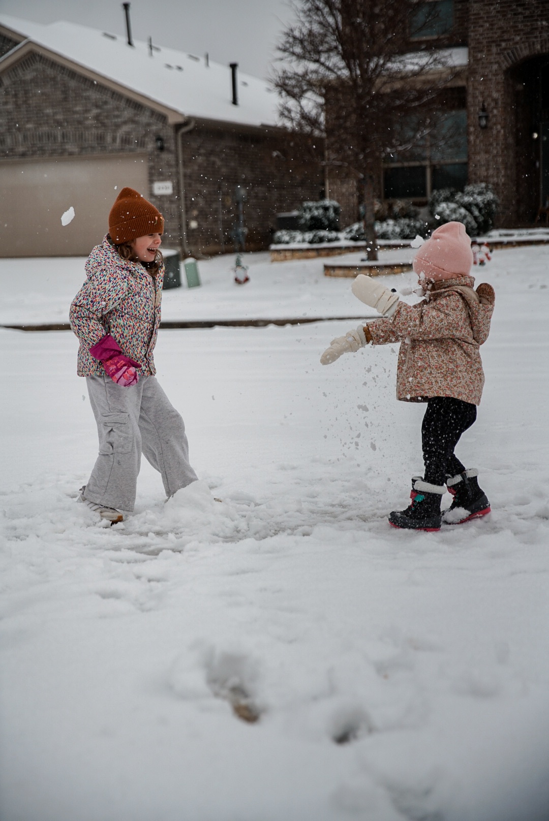 Snow ball fight!<br />
JUSTIN, TX