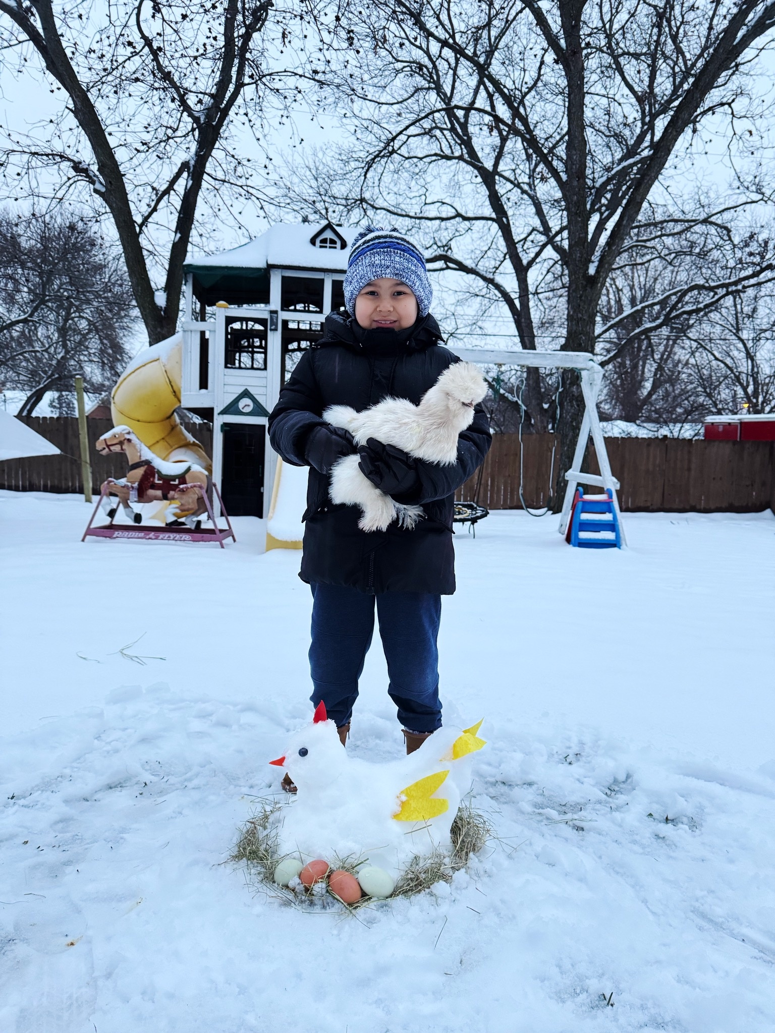 We opted for a snow chicken this year❄️🐓🤣<br />
Decatur Texas