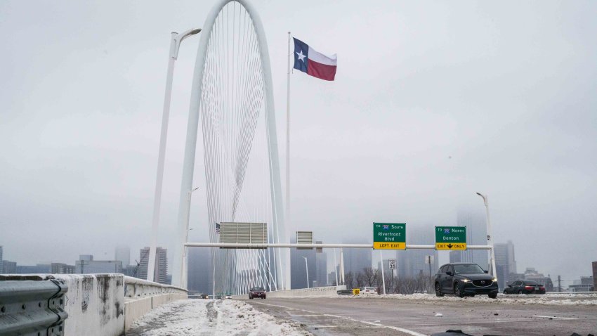 Debris from an automobile accident lays on a highway following an ice storm in Dallas, Texas, US, on Thursday, Feb. 2, 2023. Texas will face a fourth day grappling through an ice storm that has caused power outages, grounded flights and triggered deadly accidents on slippery roads. Photographer: Koral Carballo/Bloomberg via Getty Images