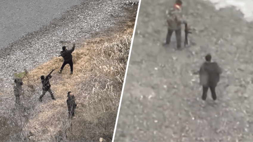 Operadores de drones de DPS capturaron imágenes de los hombres armados en la frontera entre Texas y Estados Unidos.