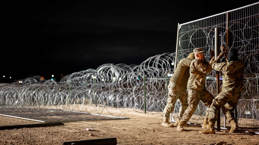 EL PASO, TEXAS – APRIL 02: Texas National Guard soldiers install border fencing layered with concertina wire near the Rio Grande river on April 02, 2024 in El Paso, Texas. Last week, hundreds of migrants seeking asylum clashed with Texas national guardsmen while waiting to turn themselves in to border patrol agents for processing. Texas continues awaiting a verdict on Senate Bill 4. Attorneys representing the state of Texas are scheduled to return to the Fifth Circuit Court of Appeals in New Orleans on April 3 to continue arguing for the constitutional basis of the bill. Senate Bill 4 allows state law enforcement officials to detain and arrest undocumented immigrants suspected of illegally crossing into the United States. Thus far, all prior attempts to put the Bill into effect have been blocked by the Fifth Circuit Court of Appeals. (Photo by Brandon Bell/Getty Images)