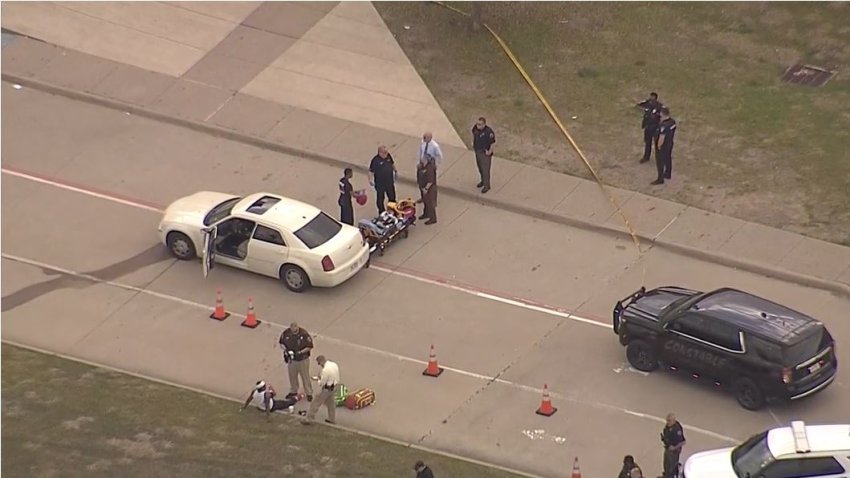 Reports of a shooting investigated outside Brown Middle School in Forney, Texas, Friday, Feb. 7, 2025.